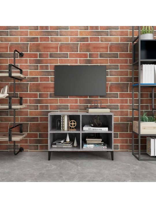 Tv-taso metallijaloilla betoninharmaa 69,5x30x50 cm