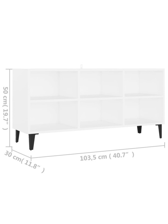 Tv-taso metallijaloilla valkoinen 103,5x30x50 cm