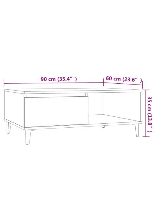 Sohvapöytä betoninharmaa 90x60x35 cm lastulevy