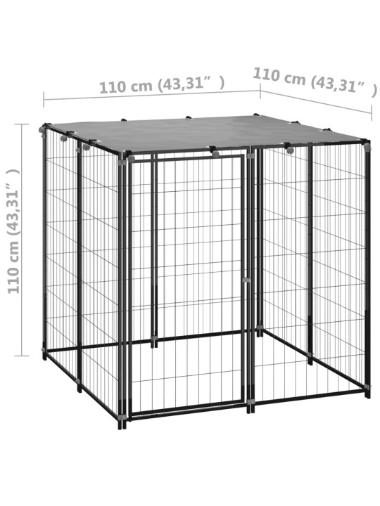 Koiranhäkki musta 110x110x110 cm teräs