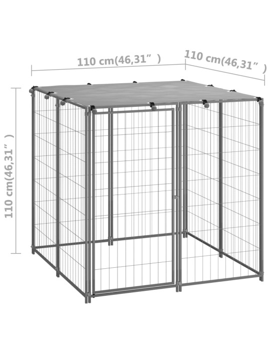 Koiranhäkki hopea 110x110x110 cm teräs