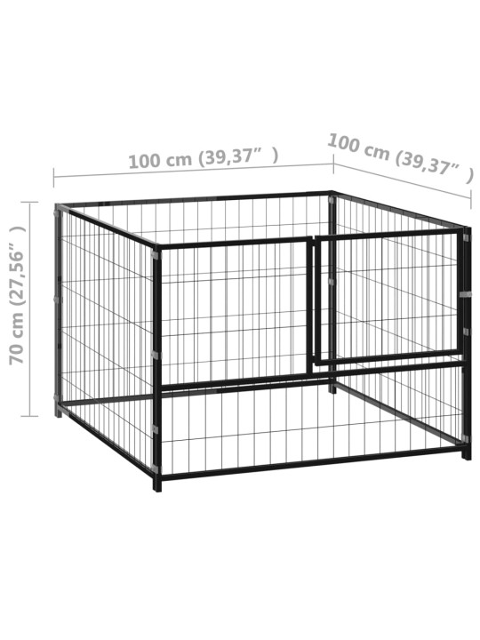 Koiranhäkki musta 100x100x70 cm teräs