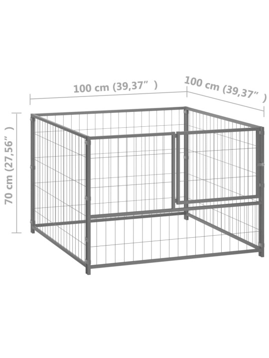 Koiranhäkki hopea 100x100x70 cm teräs