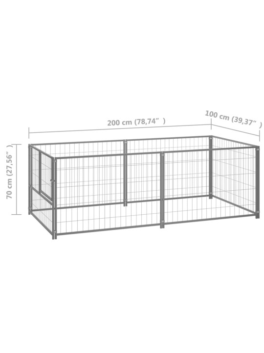 Koiranhäkki hopea 200x100x70 cm teräs