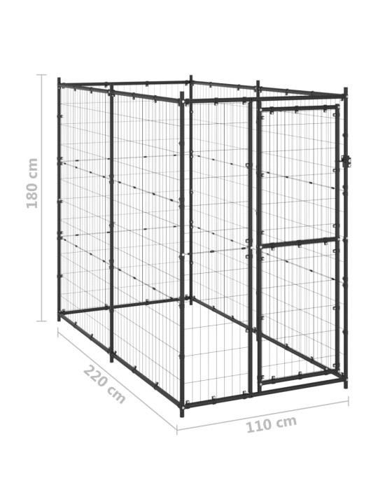 Koiran ulkohäkki teräs 110x220x180 cm