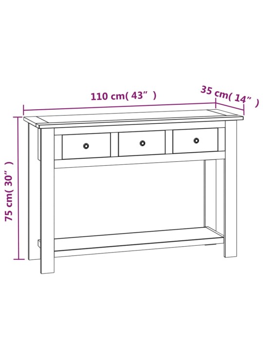 Konsolipöytä 110x35x75 cm täysi tammi