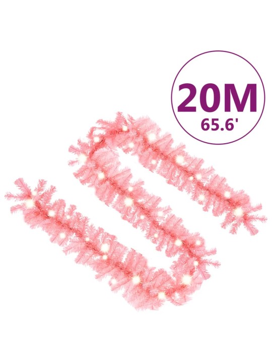 Jouluköynnös LED-valoilla 20 m pinkki