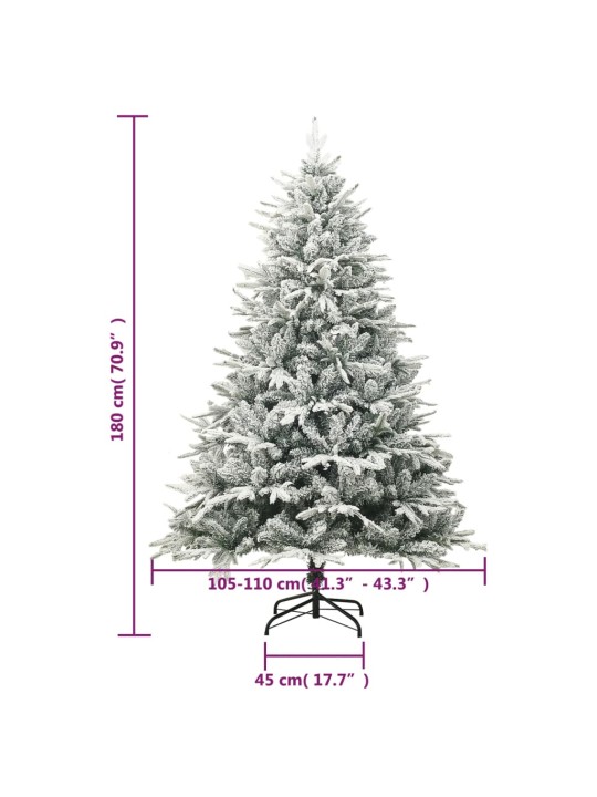 Tekojoulukuusi lumihuurteella vihreä 180 cm PVC ja PE