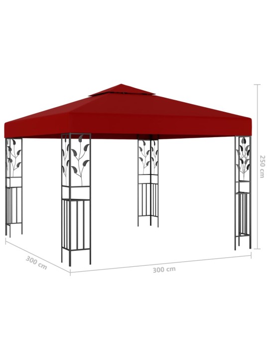 Huvimaja LED-valonauhoilla 3x3 m viininpunainen