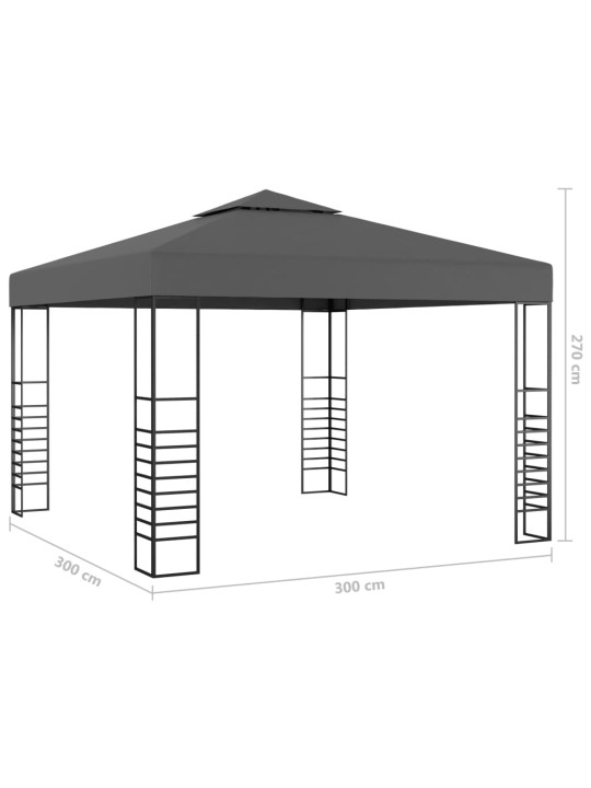 Puutarhakatos LED-valonauhoilla 3x3 m antrasiitti