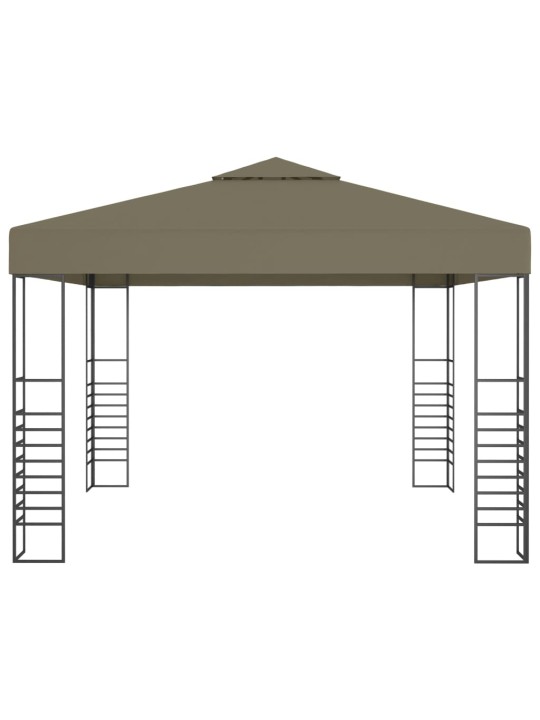 Puutarhakatos LED-valonauhoilla 3x3 m ruskeanharmaa