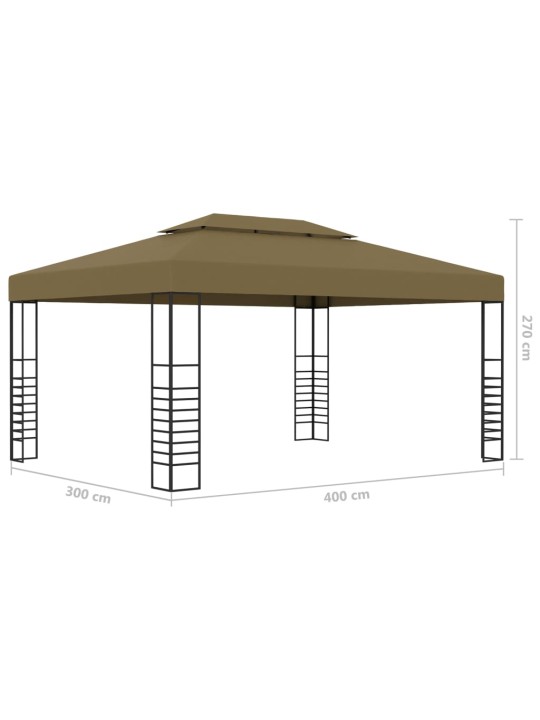 Huvimaja LED-valonauhoilla 3x4 m ruskeanharmaa