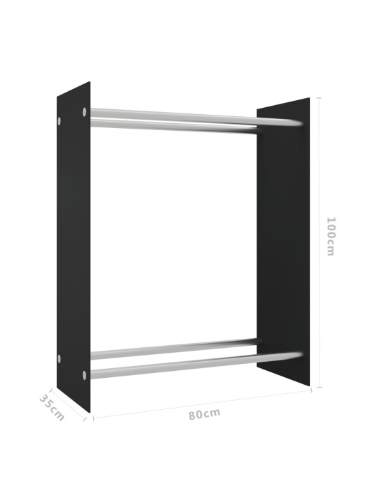 Polttopuuteline musta 80x35x100 cm karkaistu lasi