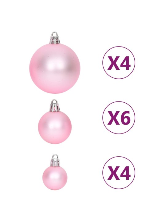 Joulukuusen koristesarja 108 kpl valkoinen ja pinkki