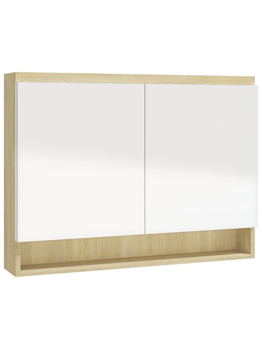 LED kylpyhuoneen peilikaappi 80x15x60 cm MDF valkoinen ja tammi