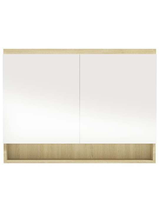 LED kylpyhuoneen peilikaappi 80x15x60 cm MDF valkoinen ja tammi