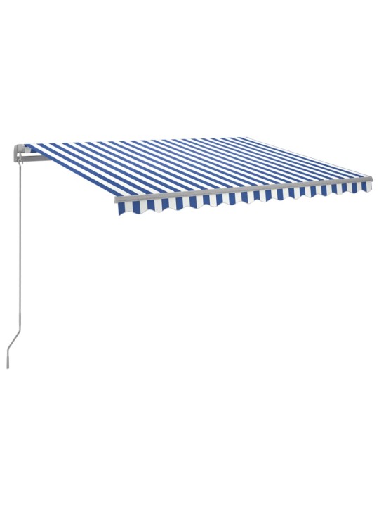 Sisäänkelattava markiisi ledillä 300x250cm sininen ja valkoinen