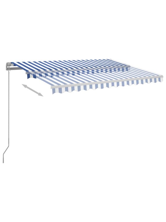 Sisäänkelattava markiisi ledillä 300x250cm sininen ja valkoinen