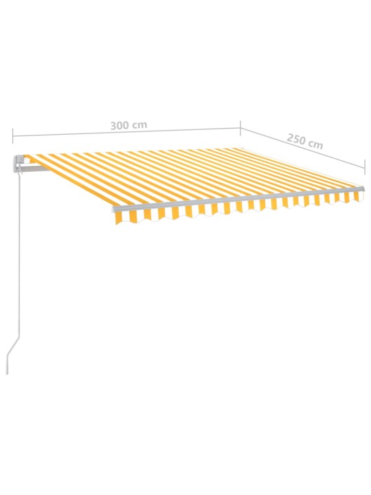 Sisäänkelattava markiisi ledillä 300x250cm keltavalkoinen