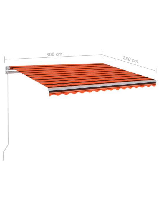 Sisäänkelattava markiisi ledillä 300x250 cm oranssiruskea
