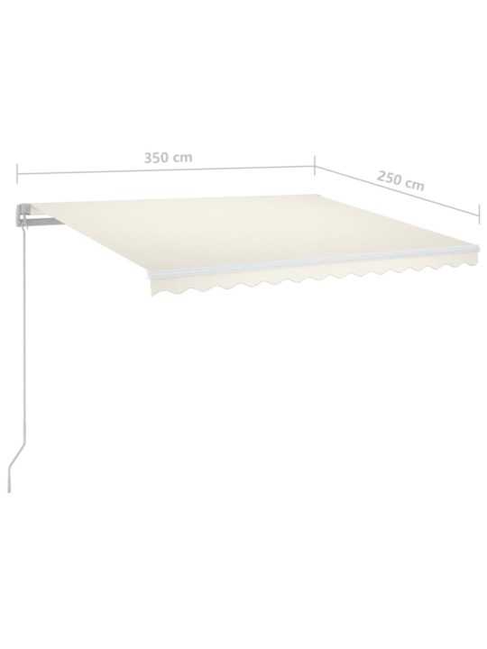 Manuaalisesti sisäänkelattava markiisi ledillä 350x250 cm kerma