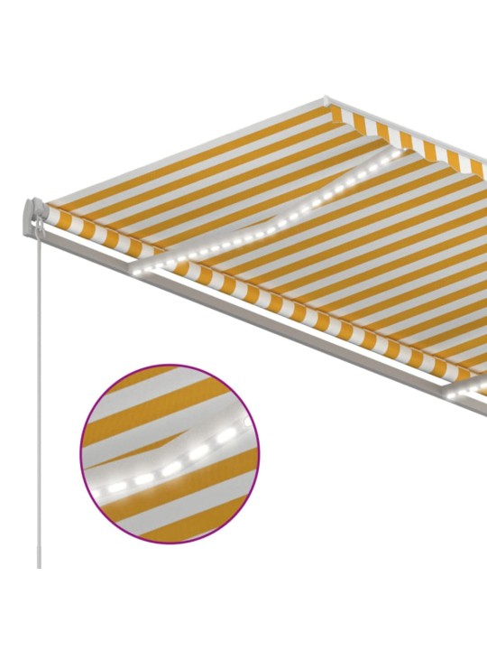 Manuaalisesti sisäänkelattava markiisi led 350x250cm keltavalk.