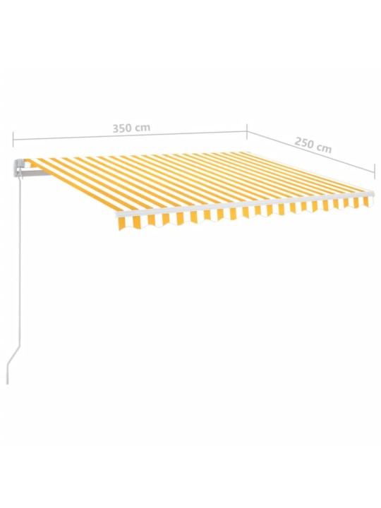 Manuaalisesti sisäänkelattava markiisi led 350x250cm keltavalk.