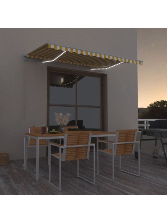 Manuaalisesti sisäänkelattava markiisi led 350x250cm keltavalk.
