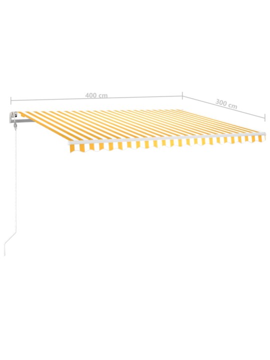 Sisäänkelattava markiisi LED/tuulisensori 400x300cm kelt./valk.