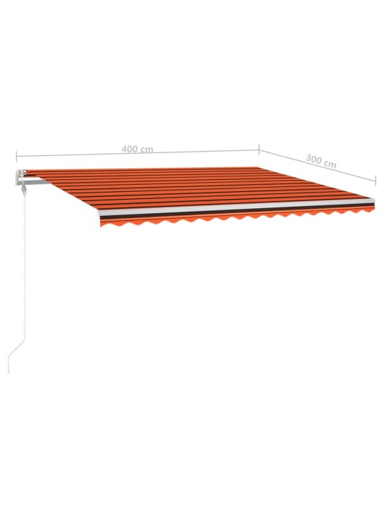 Sisäänkelattava markiisi LED/tuulisens. 400x300cm oranssiruskea