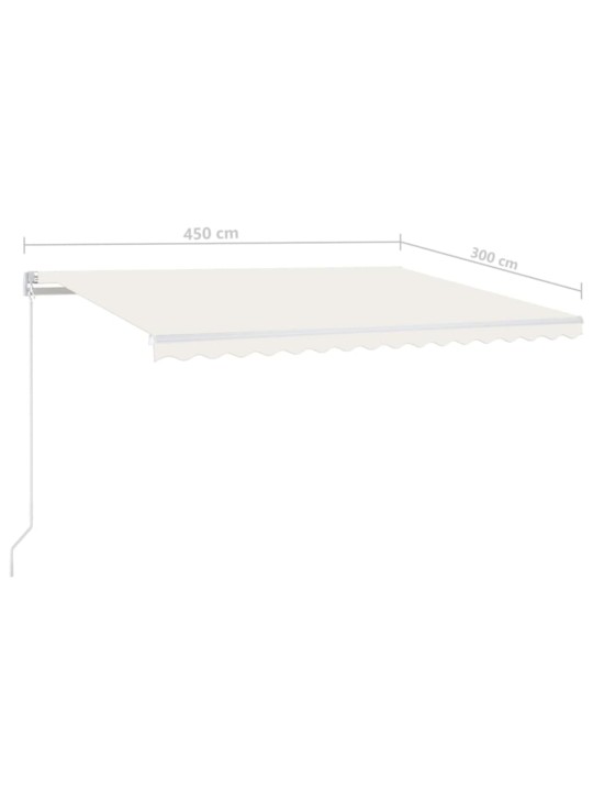 Manuaalisesti sisäänkelattava markiisi ledillä 450x300 cm kerma