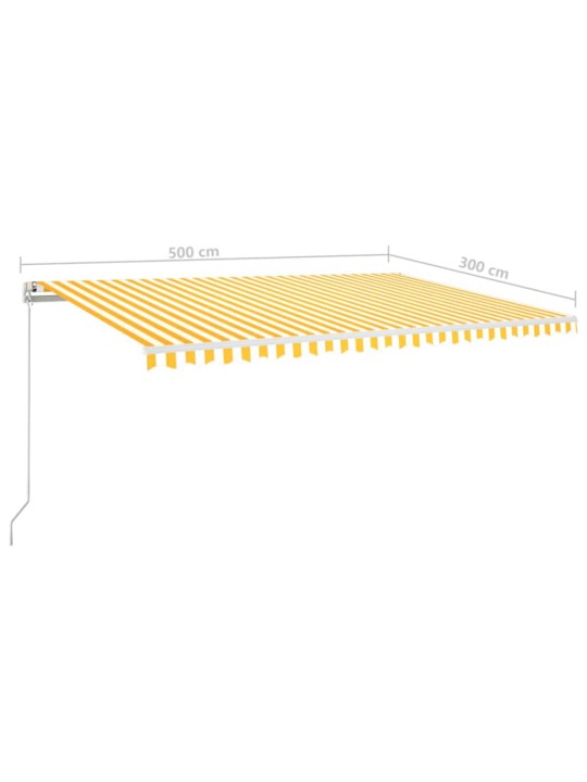 Sisäänkelattava markiisi LEDillä 500x300 cm keltavalk.