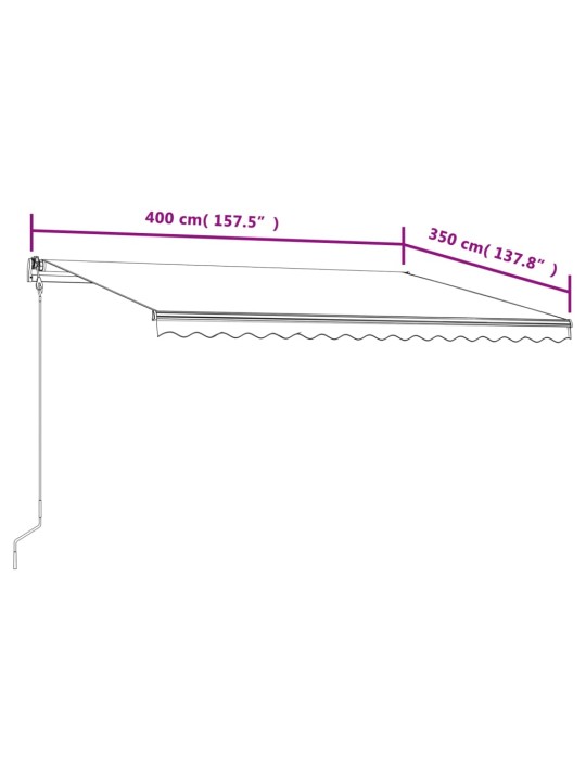 Automaattisesti sisäänkelattava markiisi 400x350 cm keltavalk.