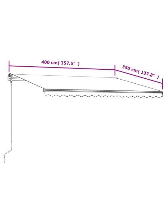 Automaattisesti sisäänkelattava markiisi 400x350 cm antrasiitti