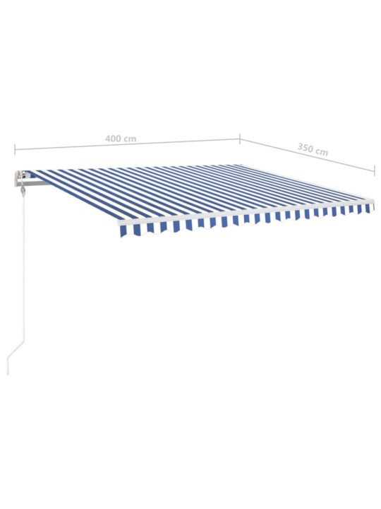 Sisäänkelattava markiisi LED/tuulisensori 400x350cm sinivalk.