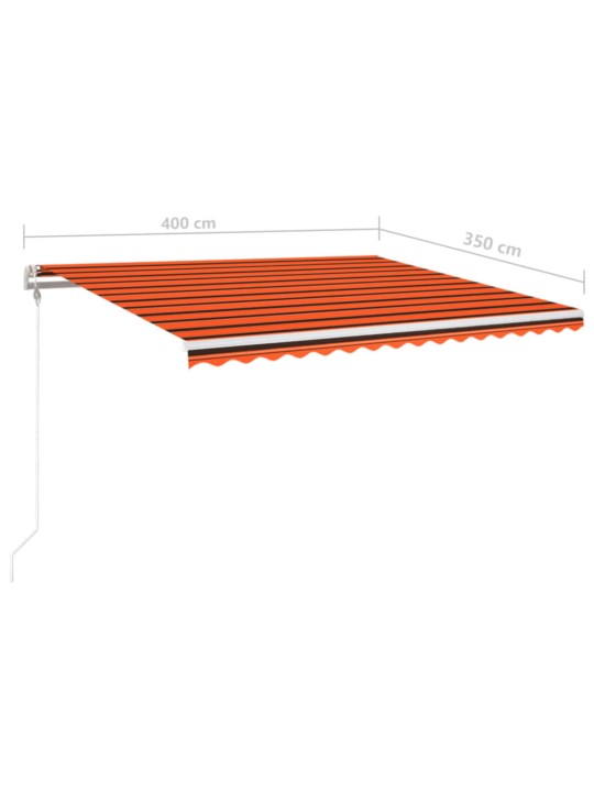 Sisäänkelattava markiisi LED/tuulisens. 400x350cm orans./rusk.