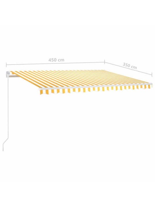 Manuaalisesti sisäänkelattava markiisi 450x350cm keltavalkoinen
