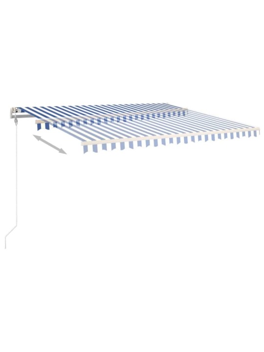 Automaattisesti sisäänkelattava markiisi 450x350cm sinivalk.