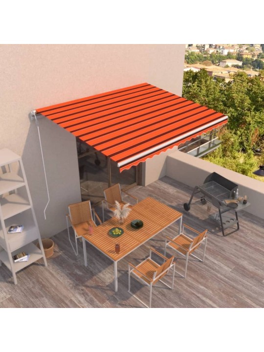 Automaattisesti sisäänkelattava markiisi 450x350cm oranssirusk.