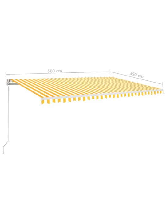 Manuaalisesti sisäänkelattava markiisi LED 500x350cm keltavalk.