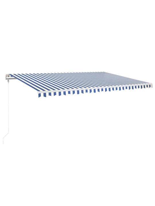 Automaattisesti sisäänkelattava markiisi 500x350 cm sinivalk.