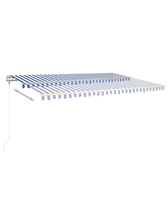 Automaattisesti sisäänkelattava markiisi 500x350 cm sinivalk.
