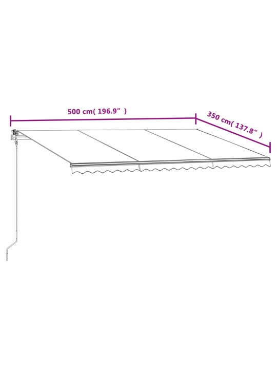 Automaattisesti sisäänkelattava markiisi 500x350 cm sinivalk.