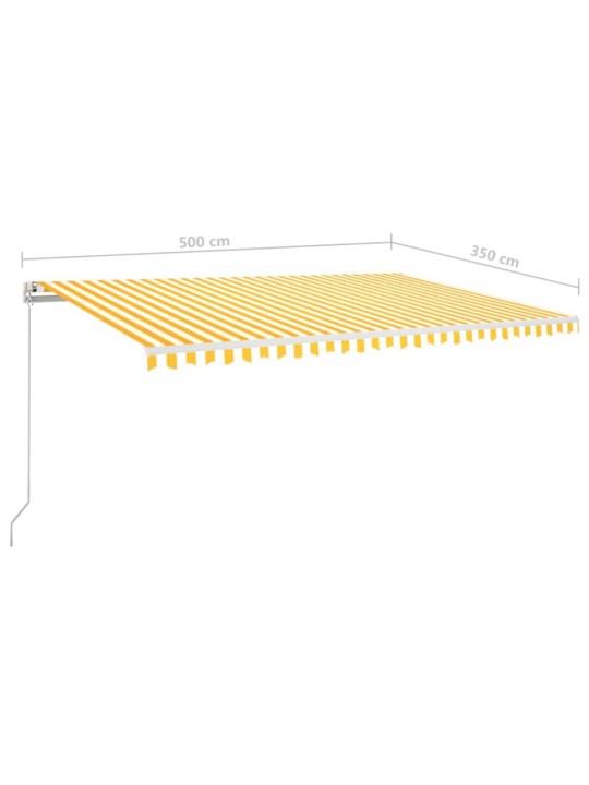 Sisäänkelattava markiisi LED/tuulisensori 500x350 cm keltavalk.