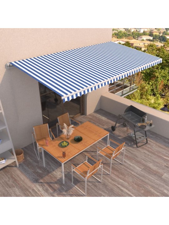 Manuaalisesti sisäänkelattava markiisi 600x350 cm sinivalkoinen