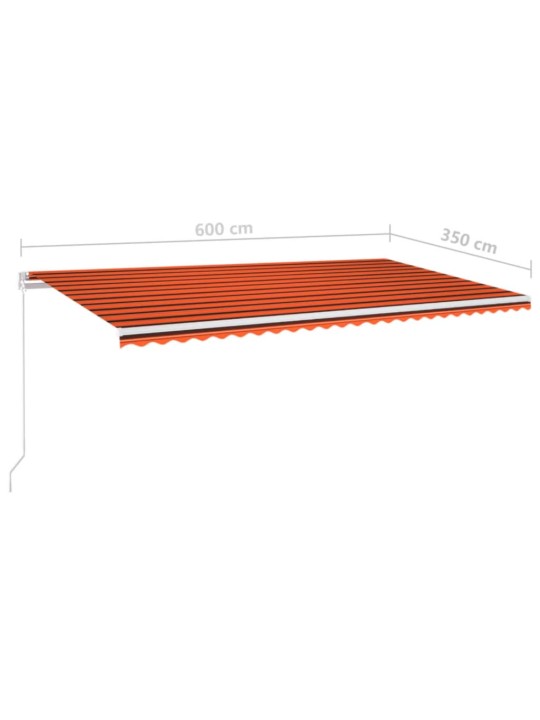 Manuaalisesti sisäänkelattava markiisi 600x350cm orans./rusk.
