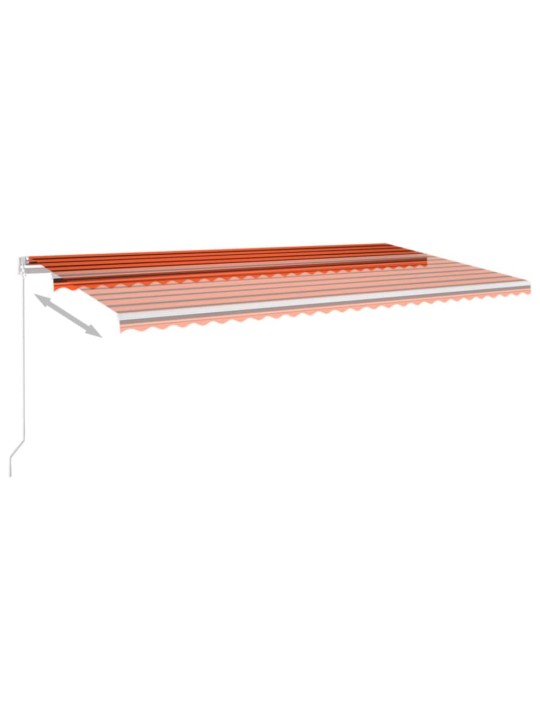 Sisäänkelattava markiisi LED-valo 600x350 cm orans./rusk.