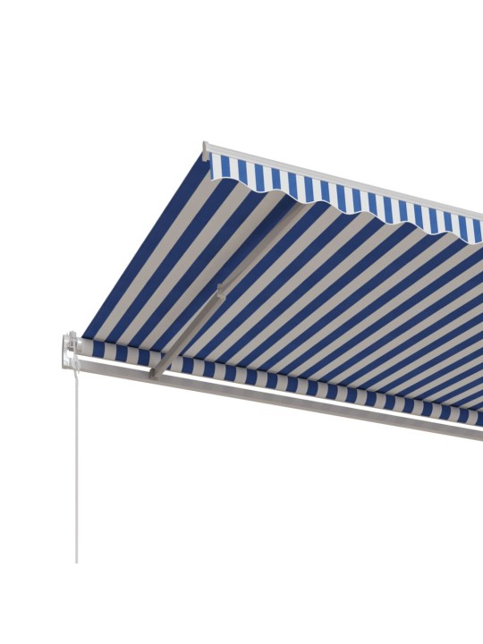 Automaattisesti sisäänkelattava markiisi 600x350 cm sinivalk.