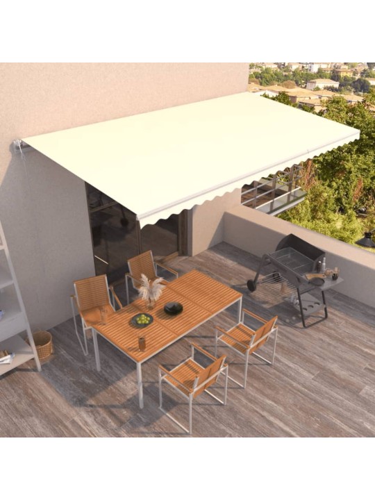 Automaattisesti sisäänkelattava markiisi 600x350 cm kerma