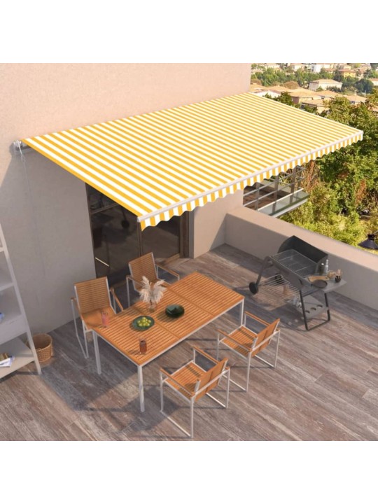 Automaattisesti sisäänkelattava markiisi 600x350 cm keltavalk.
